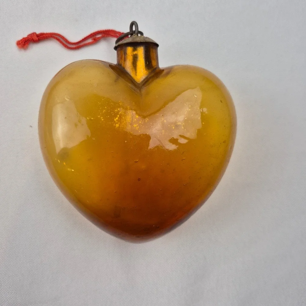 Vtg Glass Christmas‎ Ornament Lot 6pc Grapes Heart Ball + Lenox Holly 1990s